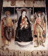 Lorenzo Veneziano Madonna Enthroned with the Infant Christ, St Peter and St Michael oil on canvas